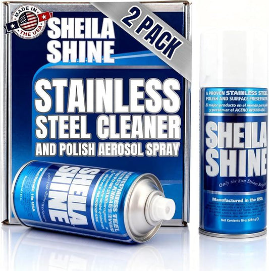 Sheila Shine 2 x 10oz Stainless Steel Cleaner and Polish - Removes Grease, Fingerprint & Watermark - Kitchen Appliances, Refrigerators, Sinks, Ovens & Grills - Stainless Steel Appliance Cleaner Spray - NeatNest