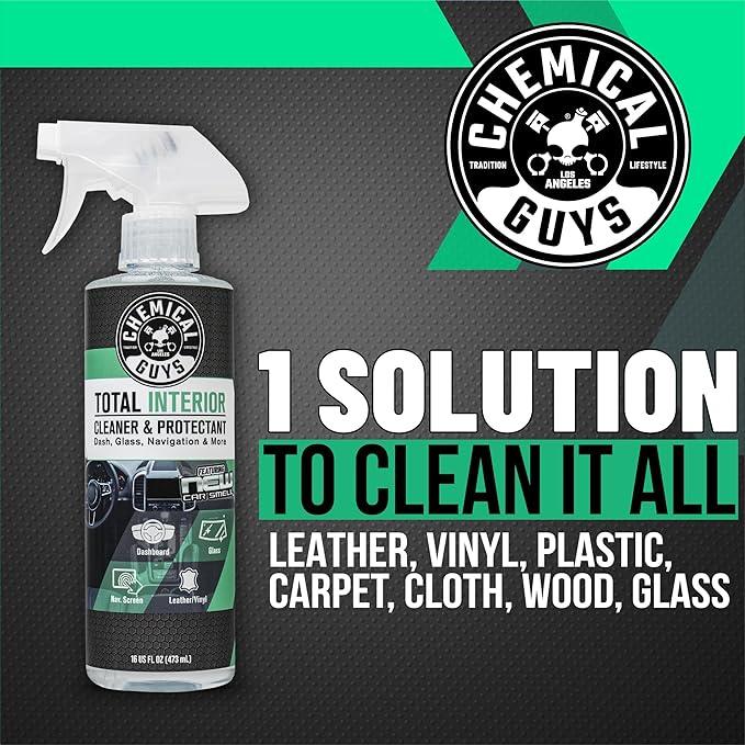 Chemical Guys Total Interior Cleaner & Protectant - New Car Scent, Car Cleaning Spray, Cleans and Protects Leather, Vinyl, Plastic, Rubber, and Glass, Safe for Trucks, SUVs, Jeeps, RVs & More - 16 oz - NeatNest