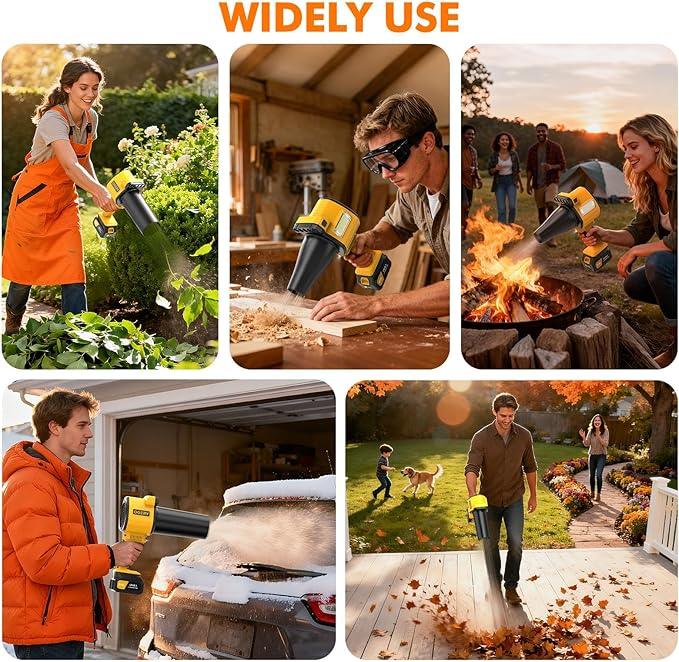 OGERY Brushless Leaf Blower Cordless with Lights, Powerful Electric Leaf Blowers with 2 x 3.0Ah Batteries & Fast Charging, 700CFM 900G Wind Pressure Handheld Blower for Lawn Care Yard Garden, Yellow - NeatNest