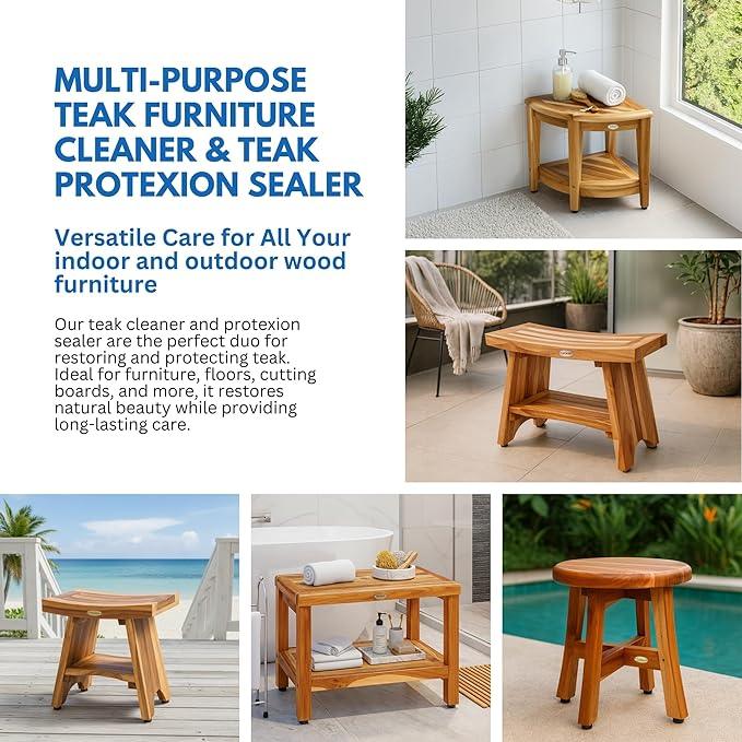 EcoDecors Loveable 32 oz Spray Bottle Teak Cleaner and Loveable Protection 16 oz Teak Sealer - NeatNest