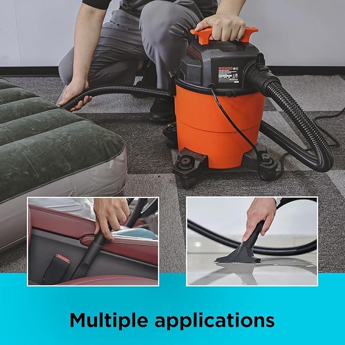 BLACK+DECKER Shop Vacuum Wet and Dry, 4 Gallon 3-in-1 Portable Shop Vac with Accessories, Workshop, Garage, Home and Car Vacuum Cleaner, 3 HP(BDXV18301P-4A) - NeatNest