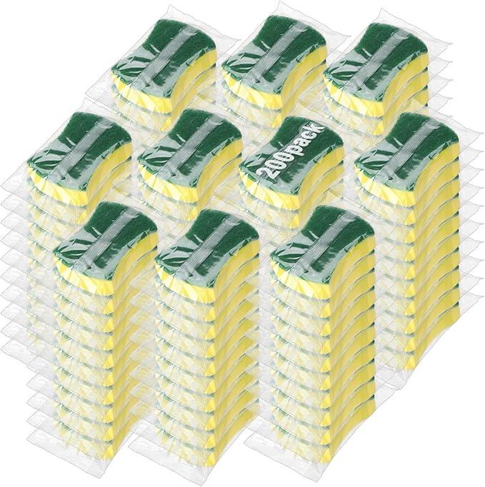 200 Pcs Individually Wrapped Sponges,Uncompressed Non Scratch Scrouing Sponges for Household Cleaning Dishes Kitchen Airbnb Apartment Car Bike - NeatNest