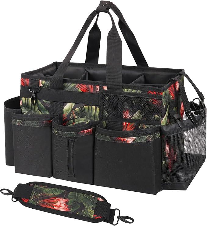 Wearable Cleaning Caddy, Cleaning Caddy Supplies Organizer with Handle & Shoulder Straps for Housekeepers, Under Sink & Car Cleaning Tool Organizers Bag with 4 Foldable Divider (GreenBush) - NeatNest