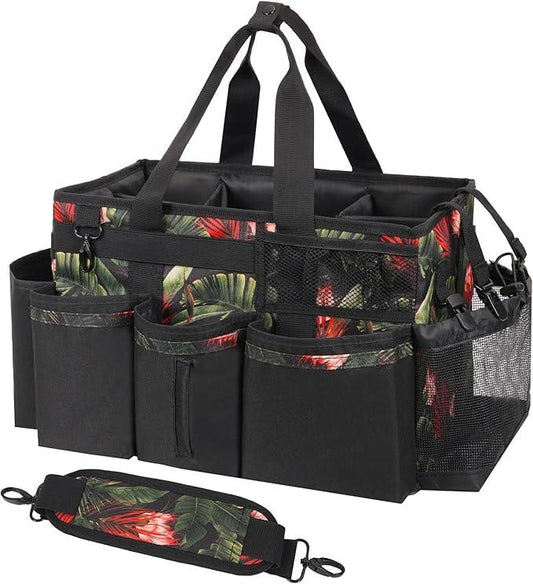 Wearable Cleaning Caddy, Cleaning Caddy Supplies Organizer with Handle & Shoulder Straps for Housekeepers, Under Sink & Car Cleaning Tool Organizers Bag with 4 Foldable Divider (GreenBush) - NeatNest