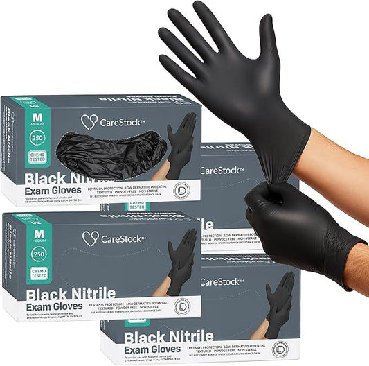 CareStock Black Nitrile Gloves Medium [2500 Count] – 2 mil Thin Disposable Latex-Free Exam Gloves for Medical, Cleaning, Cooking, Food Prep – Ultra-Strong with Slip-Resistant Textured Grip Bulk - NeatNest