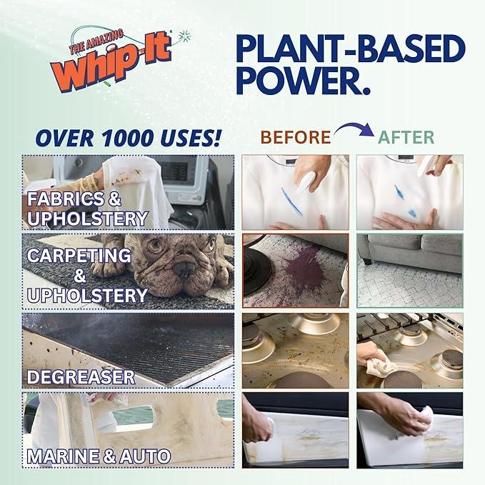 Whip It Cleaner Concentrate, Multi Purpose Stain Remover, Plant Based Enzyme Cleaner, Cleaning Food, Grease, Coffee, Wine, Baby Stains, Over 500 uses, Made in the USA, 1 Gallon,128-ounce - NeatNest