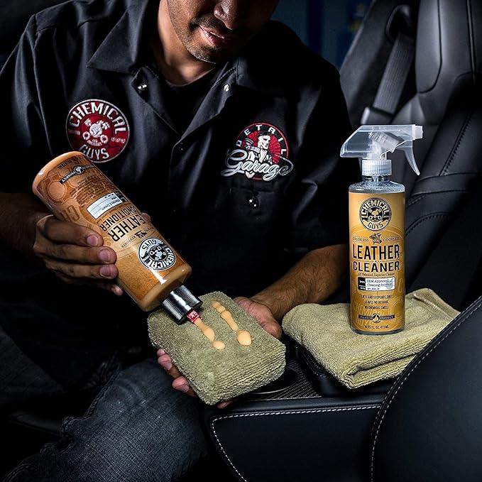 Chemical Guys Complete Leather Cleaner and Conditioner Detailing Kit with Total Interior, for Cars, Home, Office, and More (Works on Natural, Faux Leather and More) 9 Items - HOL412 - NeatNest