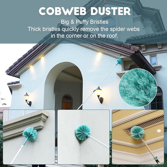 20 Foot High-Reach Duster Kit with 5-12FT Extendable Pole - High Ceiling Duster Cleaning Kit with Telescopic Pole,Cobweb Duster, Chenille Ceiling Fan Duster, Microfiber Feather Duster - NeatNest