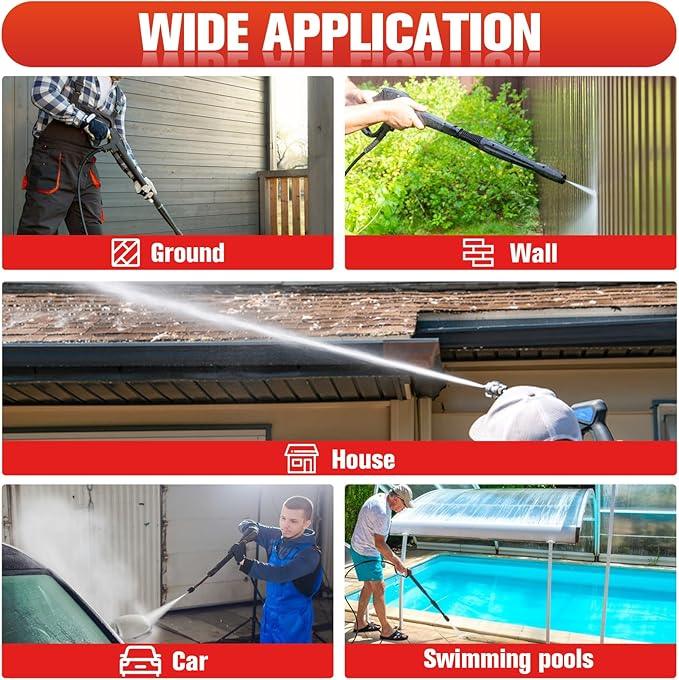 50FT Pressure Washer Hose 3/8''- 5000 PSI High Tensile Wire Braided Kink Resistant Power Washer Hoses Extension, Hot & Cold Water Max 212°F with 2 Pcs M22-14mm 3/8" Quick Connect Kits - NeatNest