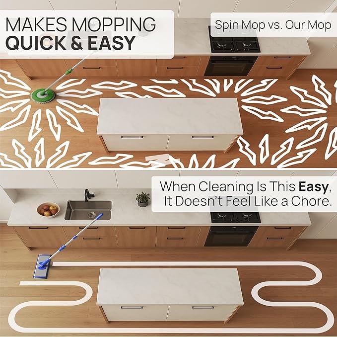 Microfiber Wholesale 24" Microfiber Mop System - Clean & Dust Hardwood, Laminate, & Tile Floors, Reusable Mop Heads, Adjustable Handle, Washable Micro Fiber Wet & Dry Pads, Industrial & Commercial - NeatNest