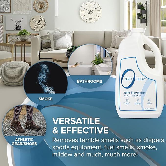 Zero Odor - Multi-Purpose Strong Odor Eliminator for Home, Office, Car, Bathroom, Hotel, Room Deodorizer, and Odor Neutralizer, 64oz Refill - NeatNest