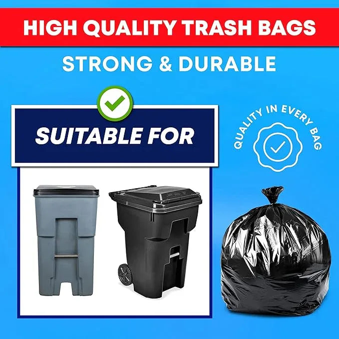 Veska 95-96 Gallon Trash Bags Heavy Duty (Huge 50 Bags W/Ties) 95-96 Gallon Trash Bags Large Black Heavy Duty Can Liners, Large 90-100 Gallon Garbage Can Liners - NeatNest
