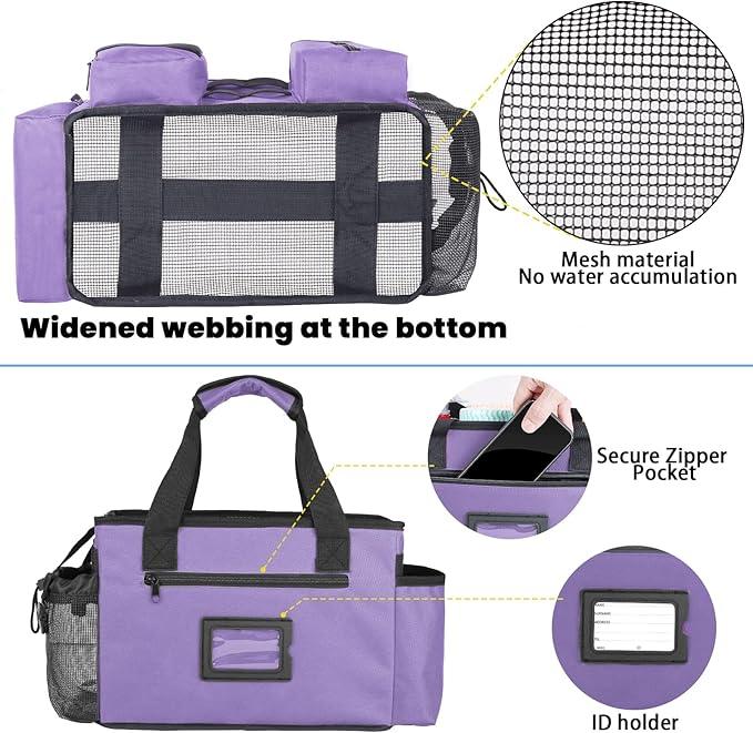 Wearable Cleaning Caddy Bag, Cleaning Organizer with Handles, Cleaning Supply Tote with Adjustable Shoulder Strap for Cleaners & Housekeeper (Purple, 13.4'' x 7.3'' x 9.3'') - NeatNest