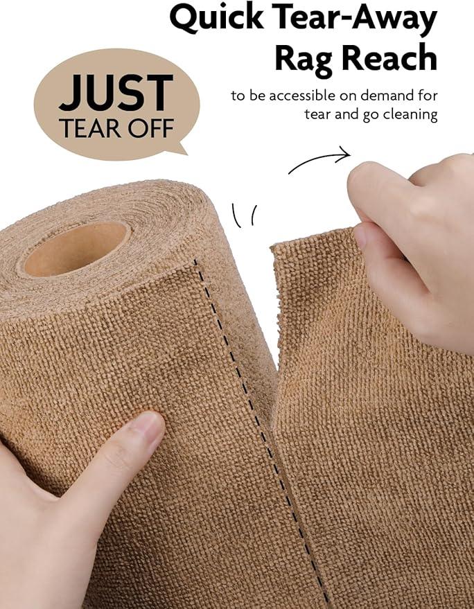Fantasticlean Microfiber Cleaning Cloth Roll -150 Pack, Tear Away Microfiber Towels, 12" x 12", Reusable, Washable, Ultra Absorbent Dishcloth for Home Supplies, Car, Pet, Kitchen (Tan & Beige) - NeatNest
