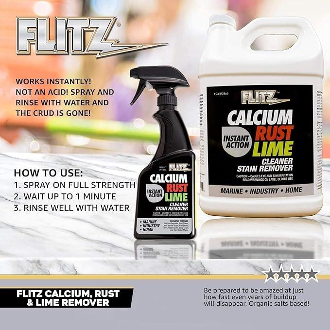 Flitz Calcium, Rust, & Lime Remover - 16oz Bottle of USA-Made Limescale Remover for Toilets, Showers, and More - Powerful Spray that Instantly Eliminates Tarnish, Grease, and Other Grime (6 Pack) - NeatNest