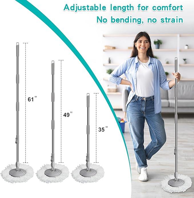 2025 Upgraded Gen 1 Mop and Bucket with 360° Swivel Wheels for Easy Rolling, Clean & Dirty Water Separation, Hands-Free Wringer, 6 Microfiber Mop Heads for Wood, Tile, and Floor Cleaning – Blue/Yellow - NeatNest