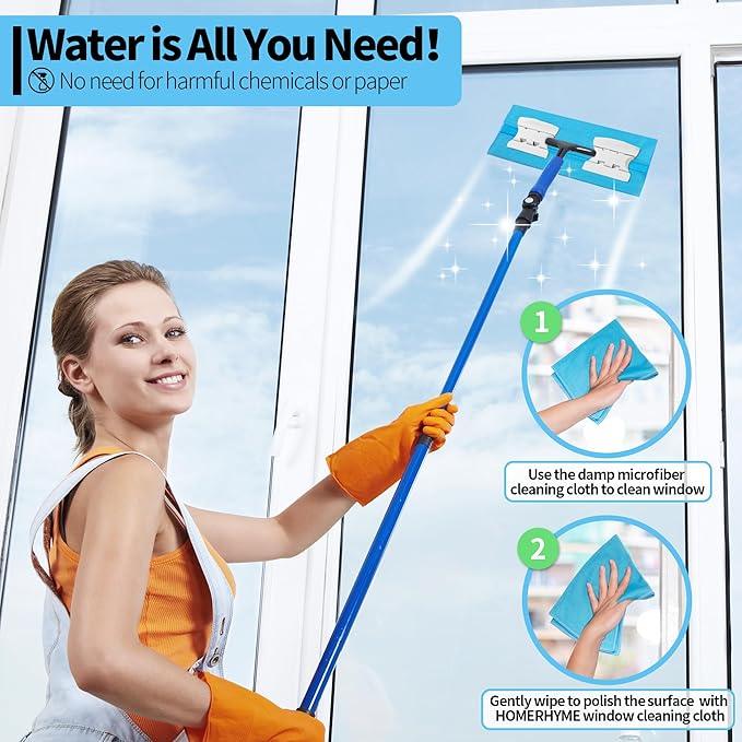 HOMERHYME Microfiber Glass Cleaning Cloth - 10 Pack Polishing Cloths, 16" x 14" Window Cleaning Towel, Streak Free, Lint Free, Great for All Delicate Surface, Glasses, Stainless Steel, Windshield. - NeatNest