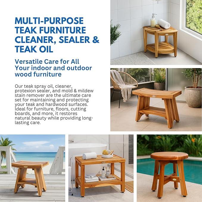Loveable EcoDecors Complete Teak Care Bundle - 24oz Teak Oil, 32oz Cleaner, 16oz Protexion, and 32oz Stain Remover - NeatNest
