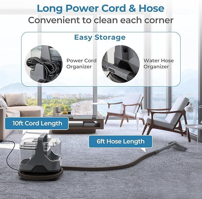 ARLIME Carpet Cleaner Machine, 600W Deep Pet Stain Remover with Water Spray, 15Kpa Powerful Suction, Dual Water Tank, Portable Upholstery Spot Cleaner for Couch, Car Seat, Mattress, Rug & Curtain - NeatNest
