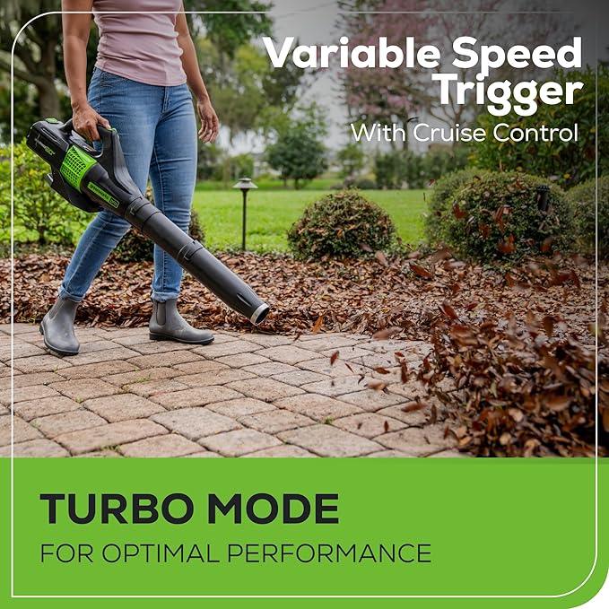 Greenworks 60V 450 CFM Cordless Leaf Blower, 2.0 Ah Battery and Rapid Charger - NeatNest