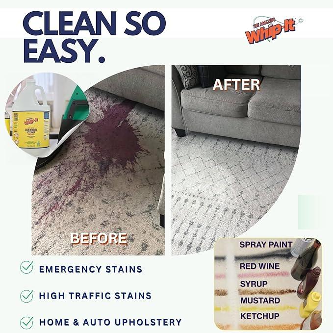 Whip It Cleaner Concentrate, Multi Purpose Stain Remover, Plant Based Enzyme Cleaner, Cleaning Food, Grease, Coffee, Wine, Baby Stains, Over 500 uses, Made in the USA, 1 Gallon,128-ounce - NeatNest