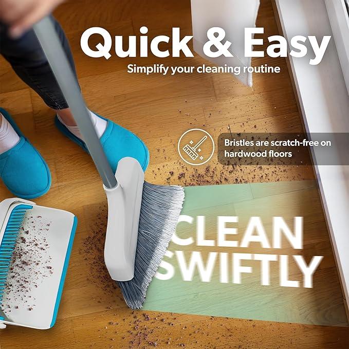 BLACK+DECKER Butler Broom and Dustpan Set for Home, Short Handle, Stand Up and Lightweight Space Saving Dust Pan and Broom Combo for Kitchen, Living Room, Bathroom, Lobby Floor Use - NeatNest