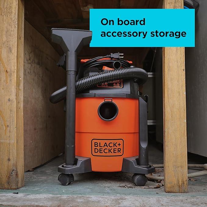 BLACK+DECKER Shop Vacuum Wet and Dry, 4 Gallon 3-in-1 Portable Shop Vac with Accessories, Workshop, Garage, Home and Car Vacuum Cleaner, 3 HP(BDXV18301P-4A) - NeatNest