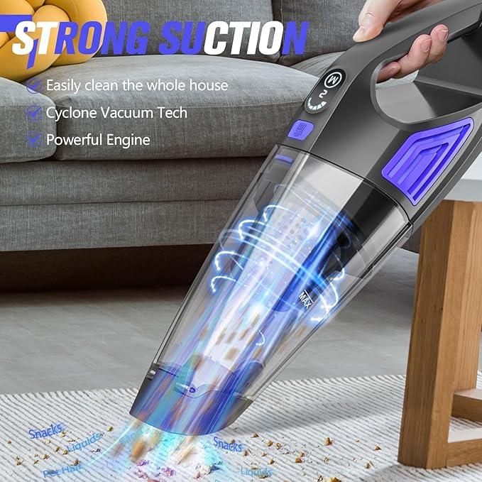 Handheld Vacuum Cordless Cleaner,Powerful Portable and Dust Buster Hand Vcauum Rechargeable with Large-Capacity Battery for CarPetOfficeHome(Dark Blue) - NeatNest
