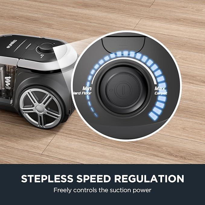 Eureka Bagless Canister Vacuum Cleaner, Lightweight Vac for Carpets and Hard Floors, Silver with Black, NEN180 - NeatNest