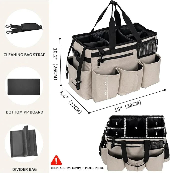 Wearable Cleaning Caddy Bag for Cleaning Supplies,Large Capacity Cleaning Organizer White - NeatNest