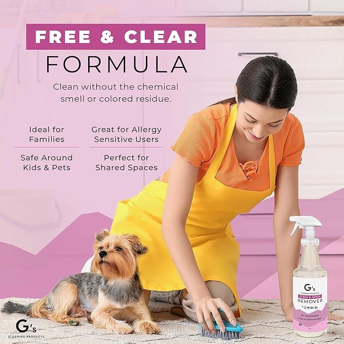 G's Cleaning Biodegradable Stain & Odor Remover Spray – 32 oz Pet Urine Enzyme Cleaner – Pet Odor Eliminator for Home – Cat & Dog Pee Carpet Cleaner – Stain Remover for Rug, Floor, Furniture, Mattress - NeatNest
