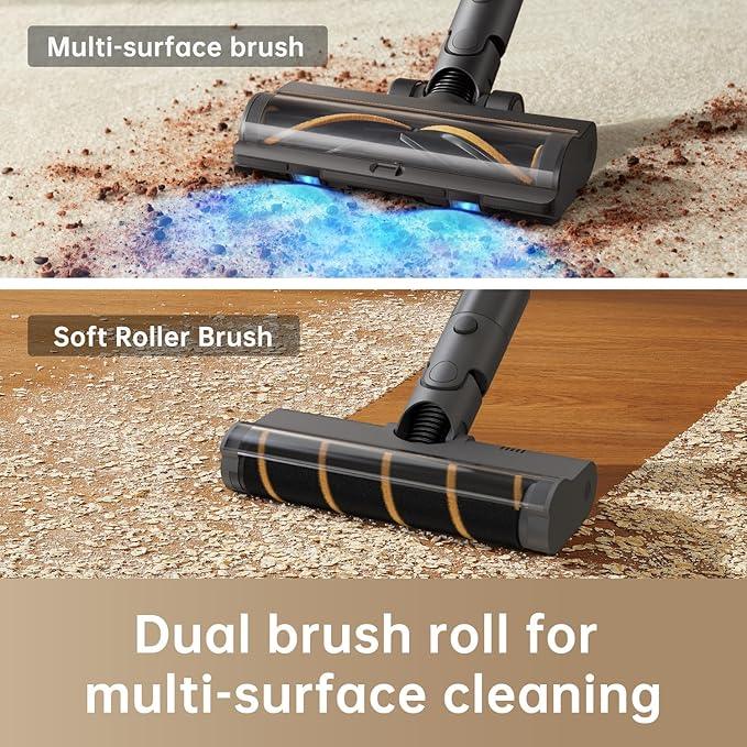 DREAME R20 Cordless Vacuum Cleaner with Dual Brush Head, Smart Stick Vacuum for Home, 190AW Powerful Suction, Up to 90 Mins, Blue Lights, Lightweight for Hard Floor, Carpet, Pet Hair - NeatNest