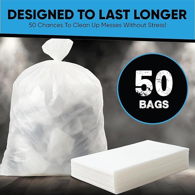 60-65 Gallon Clear Trash Bags | 50 Count | Large Clear Plastic Bags for Recycling, Garbage, and Commercial Use – Fits 60 Gallon and 65 Gallon Cans - NeatNest