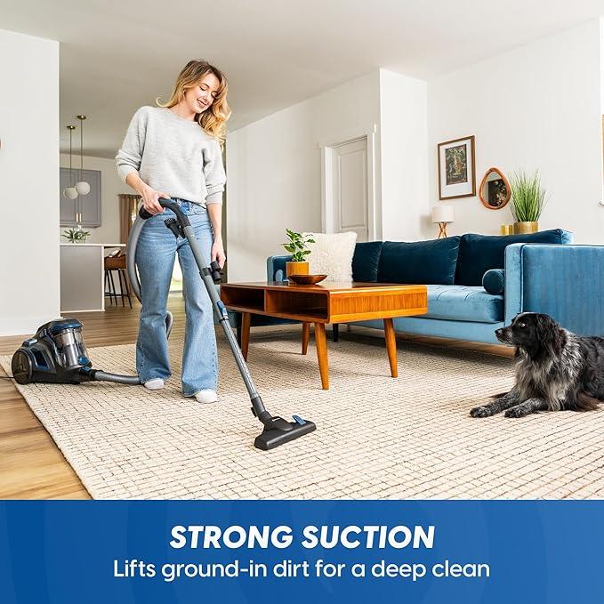 Vacmaster CC0501 Ultra Silent Bagless Canister Vacuum Powerful Cleaner with HEPA Filtration, One-Touch Release Dust Cup, Built-in Dust Tool & Retractable Cord for Low-Pile Carpet and Hard Floor - NeatNest