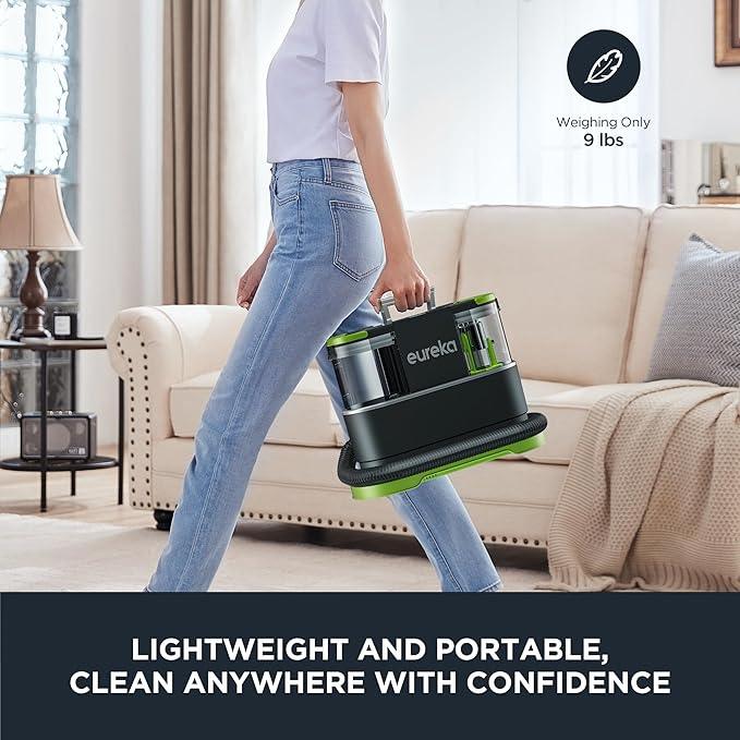 EUREKA Portable Carpet and Upholstery Cleaner, Spot Cleaner for Pets, Stain Remover for Carpet, Area Rugs, Upholstery, Coaches and Car, 50.7oz Large Water Tank, NEY101GR with Cleaning Formula, Green - NeatNest