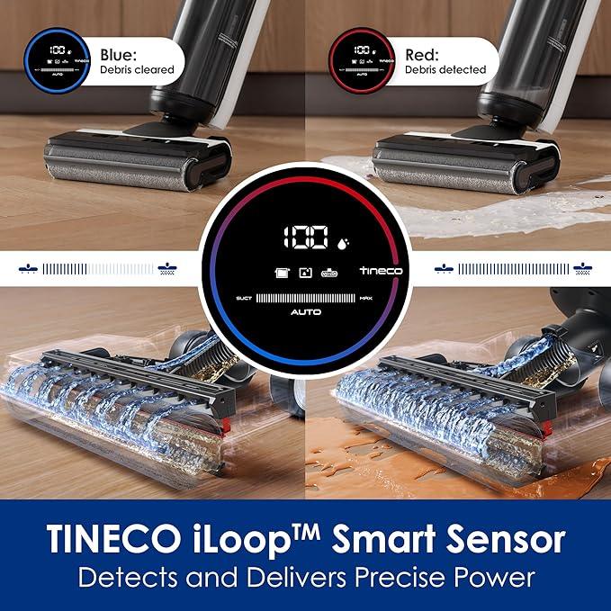 Tineco Floor ONE S5 Smart Cordless Wet Dry Vacuum Cleaner and Mop for Hard Floors, Digital Display, Long Run Time, Great for Sticky Messes and Pet Hair, Space-Saving Design, Blue - NeatNest