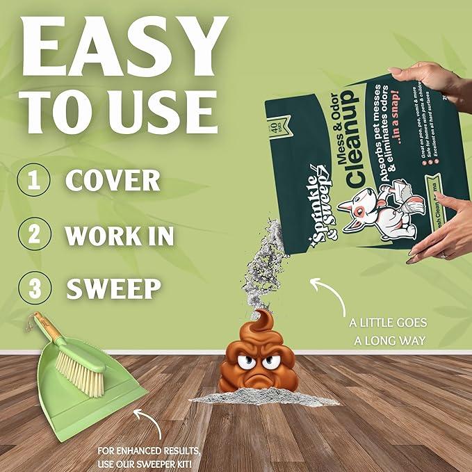 Dog Pee Cleaner | Pet Accident Cleanup Powder | Vomit Cleanup Kit for Hard Surfaces | Puppy Potty Training Aid | Dog Diarrhea Accident Absorbent | Non-Toxic Odor Remover - NeatNest