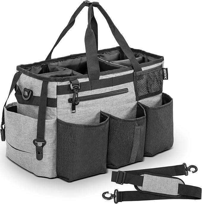 Wearable Cleaning Caddy Bag for Cleaning Supplies,Large Capacity Cleaning Organizer Grey - NeatNest