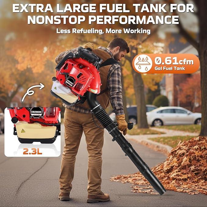 80cc Gas Backpack Leaf Blower Heavy-Duty, High-Velocity 92.2 M/S, Engine Blower Power Tool for Professional Yard Cleanup and Heavy Leaves. (WH0608) - NeatNest