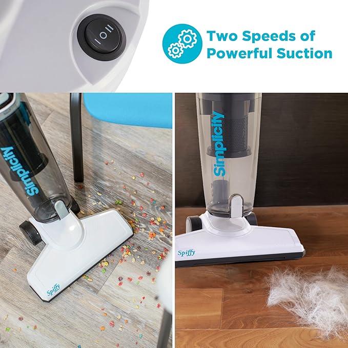 Simplicity Vacuums Corded Stick Vacuum Cleaner - Bagless, Two Speeds, HEPA Filter, Ideal for Hardwood & Tile, S60 Spiffy - NeatNest
