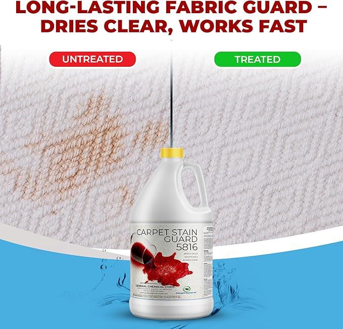 General Chemical Stain Shield Spray - Safe Fabric Protector Spritz and Stain Guard 5816 for Upholstery, Carpets, Rugs, Drapes & More - Impermeable Protectant Spray for Outdoor & Indoor Use -4 Gal Case - NeatNest