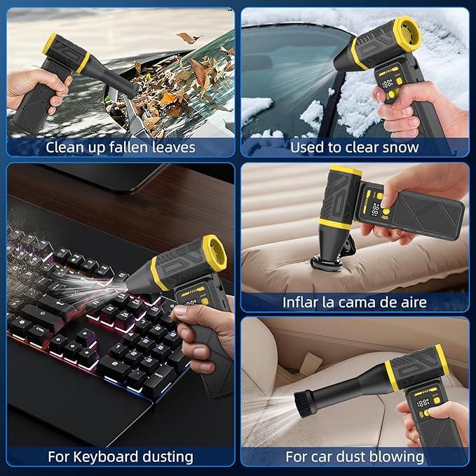 Upgrade Version-Cordless Air Duster-280000RPMSuper Power Air Duster Rechargeable,Stepless Speed Change Air Duster,with Display Screen & Light,Dust Blower for Computer, Keyboard, House,Outdoor and Car - NeatNest