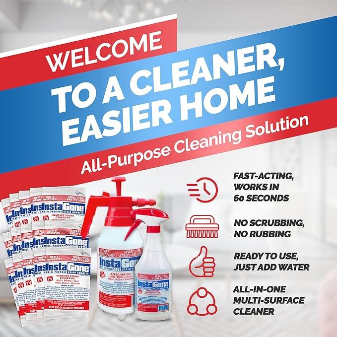 Cleaning Supplies, All Purpose Cleaner, 24oz, Spray Bottle, and 48oz Pump Bottle, with 0.8oz 15 pcs Refill Packs, Household Items, Household Cleaning, Multipurpose Cleaner, Stain Remover - NeatNest