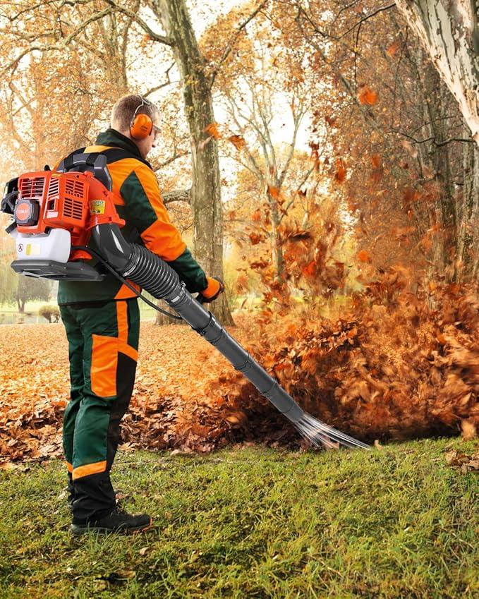 52cc Backpack Leaf Blower – Gas Powered 550 CFM 230 MPH High Airflow for Lawn Care, Low-Vibration Harness, Clears Leaves, Debris & Snow (T690 Pro) - NeatNest