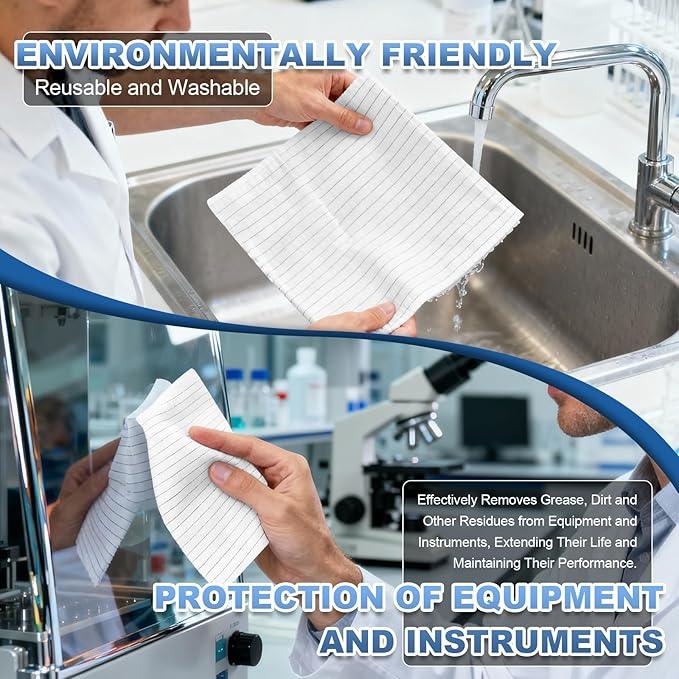 Anti-Static Microfiber Wipes 9"x9"(100 Pcs,Class 100, 200GSM) Lint Free Cloths Reusable Special ESD protection design is suitable for protecting sensitive electronic components and tools - NeatNest