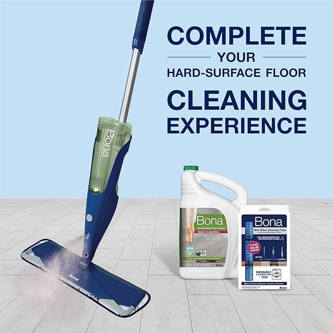 Bona Premium Motion Multi-Surface Floor Spray Mop - Includes Multi-Surface Floor Cleaning Solution and Machine Washable Microfiber Cleaning Pad - Spray Mop for Stone, Tile, Laminate, and Vinyl Floors - NeatNest