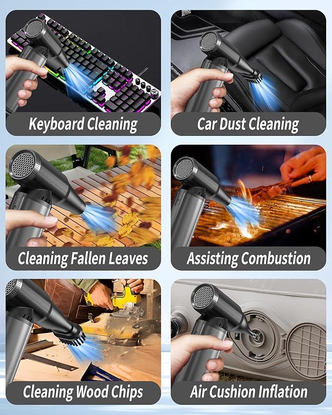 Electric Air Duster, 180000RPM Super Power Cordless Air Duster with LED Light, 3-Gear Adjustable Mini Blower with Fast Charging, Dust Blower for Cleaning Computer, Keyboard, Car, House and Outdoor - NeatNest
