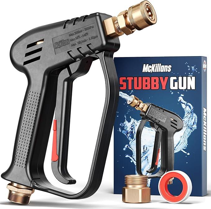 McKillans® Short Pressure Washer Gun with Replacement M22 Inlet - High Pressure Water Handle with 1/4” Quick Connector Coupler - Power Washer Gun Compatible with Foam Cannon - Car Wash Foam Gun - NeatNest