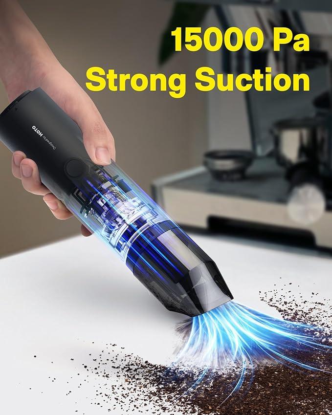HOTO Handheld Vacuum Cleaner Cordless, Desk Vacuum Cleaner Compressed Electric Air Duster 15000Pa Suction, 4-in-1 Portable Vortex Vacuum Dust Buster Air Blower for Computer, Keyboard - NeatNest