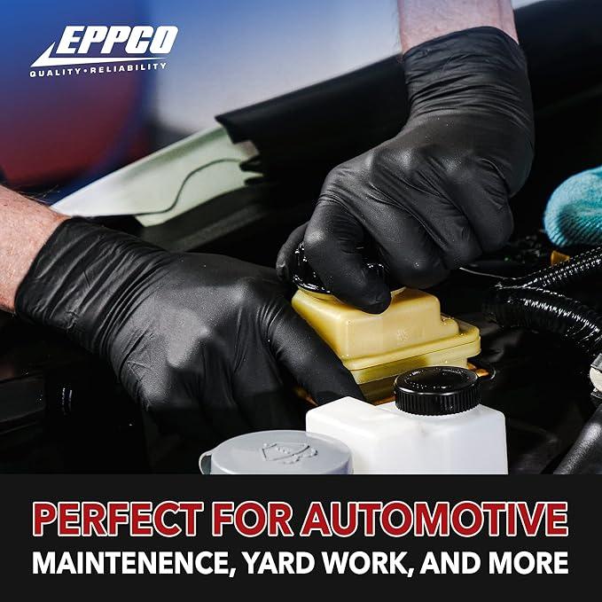 EPPCO Grease Bully 6-Mil Black Nitrile Gloves Disposable Powder Free, Latex Free Textured Superior Grip Glove for Mechanics - NeatNest